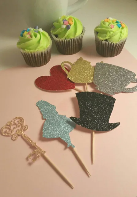 Милая Алиса в стране чудес кекс топперы День рождения Свадьба свадебный душ