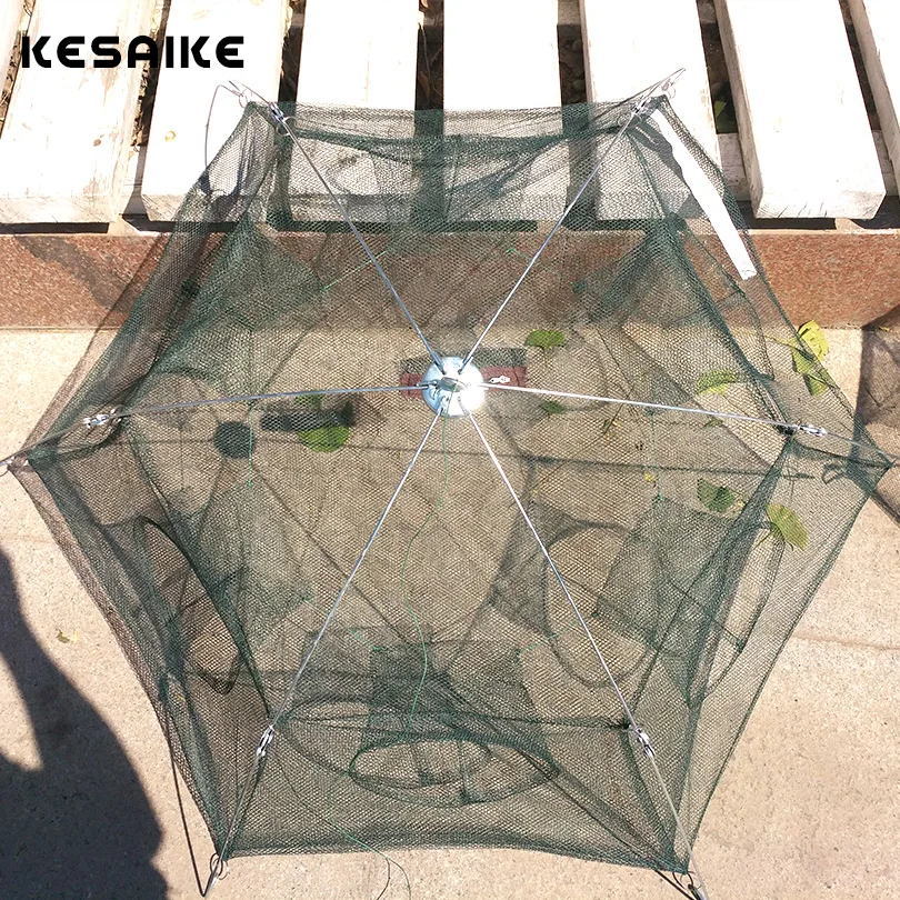KESAIKE ручная Складная портативная рыболовная сеть с 6 отверстиями Ловушка для