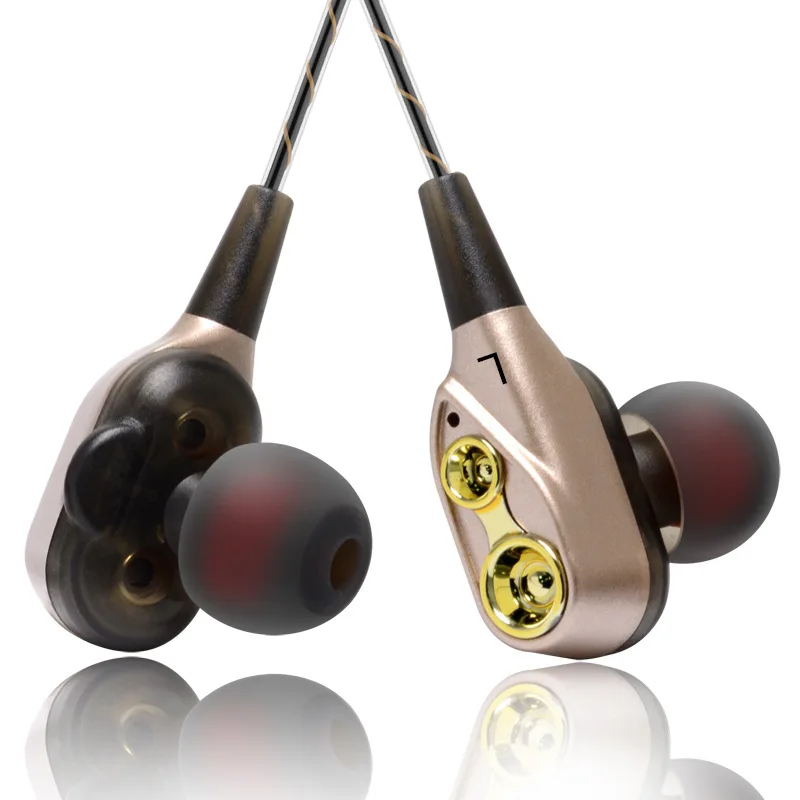 Hi-Fi мониторные наушники 4 ядра двойной драйвер стерео бас Спортивная гарнитура
