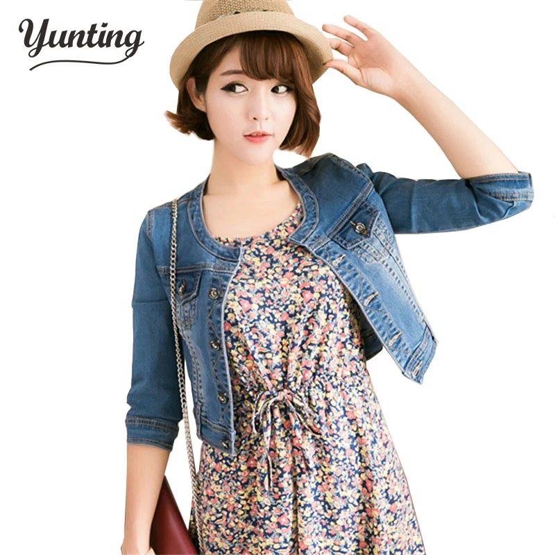 

2021 spring /Antumn short denim jackets vintage casual coat women's denim jacket for outerwear jeans Female Plus size 2XL