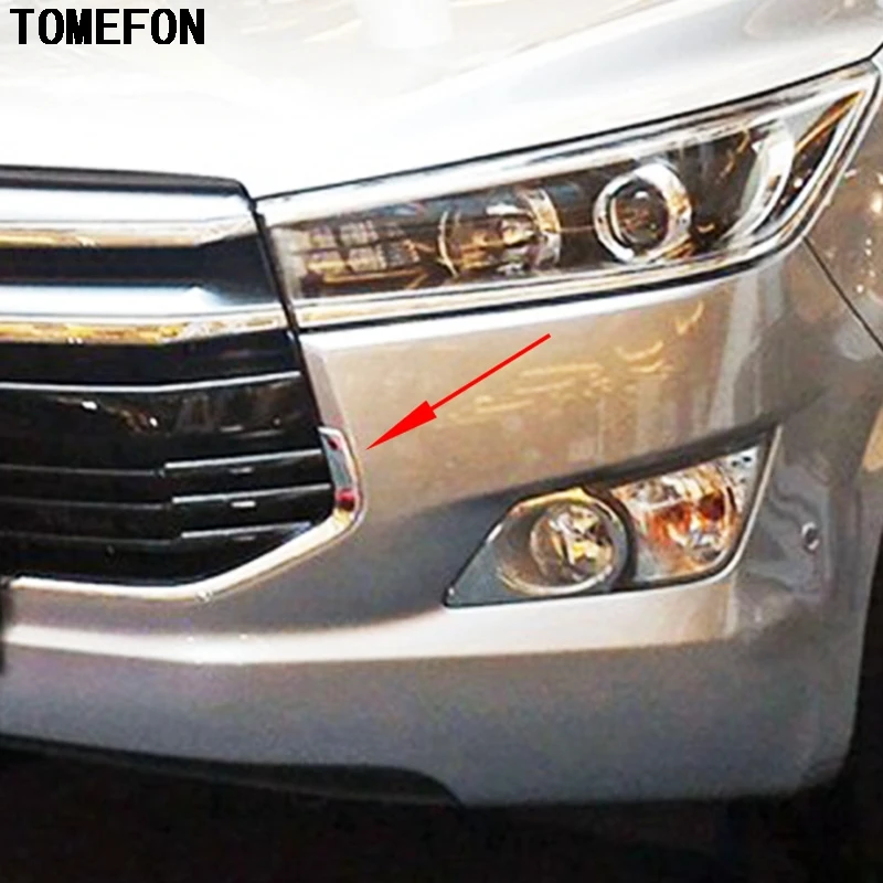 TOMEFON 2pcs/set For Toyota Innova 2016 2017 Modification ABS Chrome Car Front Grill Net Trim Sticker Decoration