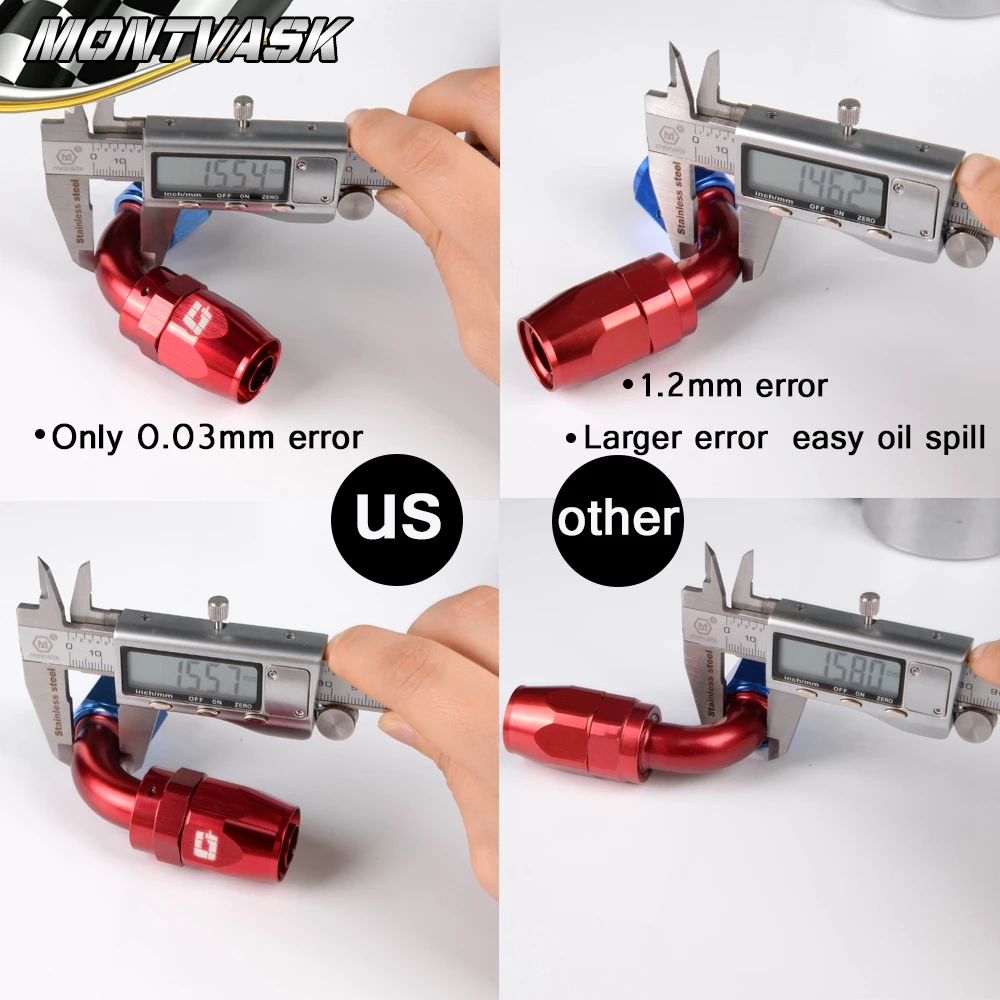 4 шт. AN8 0 градусов + 90 поворотный масла и топлива/Air/газопровод конец шланга
