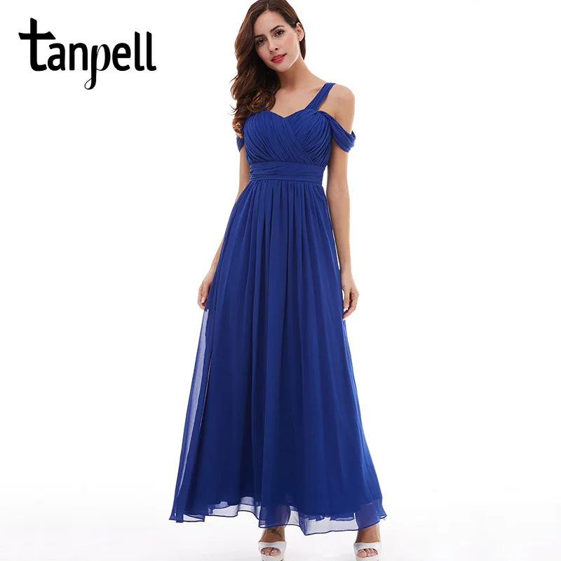 dark royal blue Tanpell платье на бретельках для выпускного вечера, недорогое темно-синее платье в пол, ТРАПЕЦИЕВИДНОЕ драпированное платье с задней шнуровкой, вечернее длинное платье для выпускного вечера - Цвет: dark royal blue