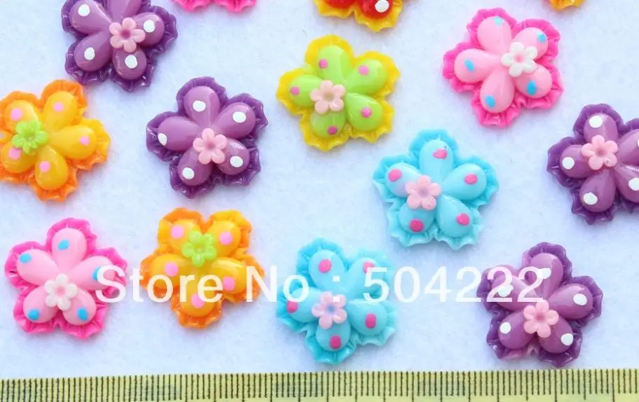 Набор из 100 шт Красочный красивый цветок полимерного материала Кабошоны Подвески