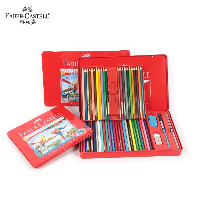 Faber Castell водорастворимые 36/48 цвета карандаш железный ящик Набор для рисования
