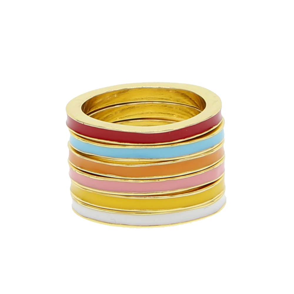 Кольцо обручальное с цветной эмалью классическое тонкое штабелируемое 2 мм