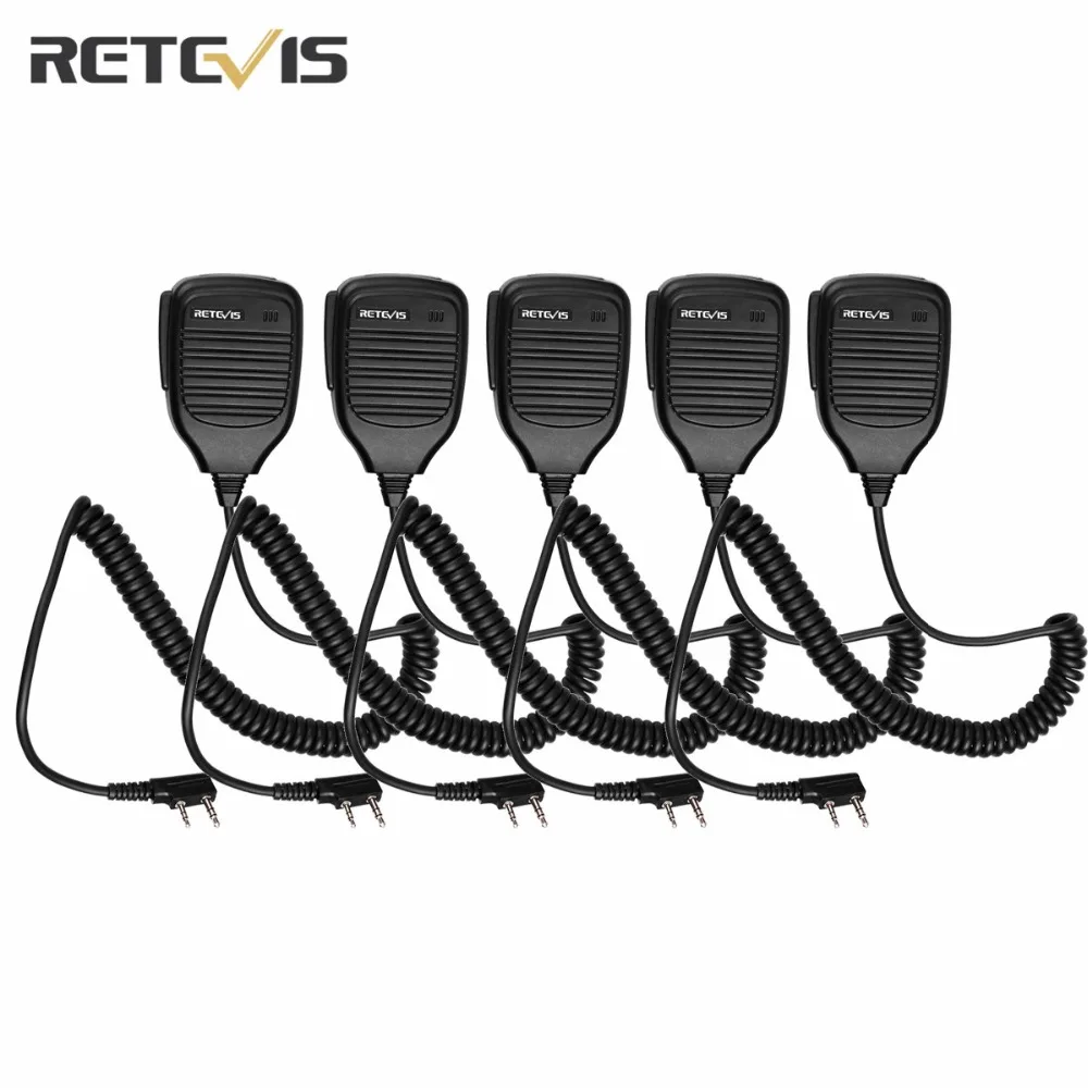 5 шт. спикер Retevis Walkie Talkie Mic 2 Pin PTT ручной пульт дистанционного управления для Baofeng 888
