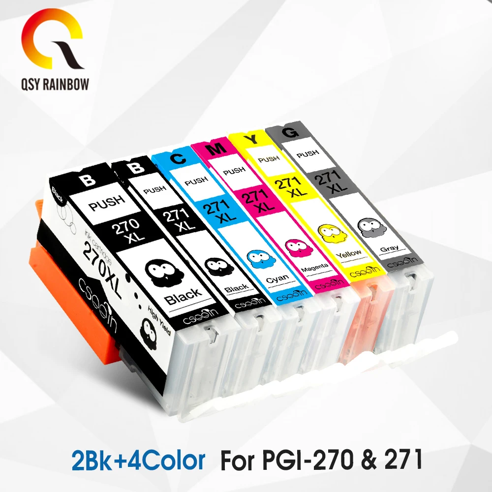 

1 full set 6pcs Compatible for ink cartridge PGI 270 CLI 271 PGI-270XL CLI-271XL for Canon PIXMA MG7720 TS9020 TS8020