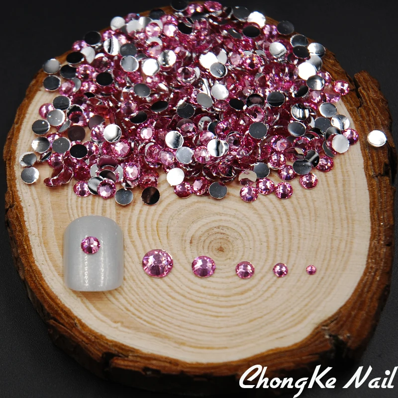 Топ ногтей акрил розового цвета Стразы для металлическая Икра дизайн колеса