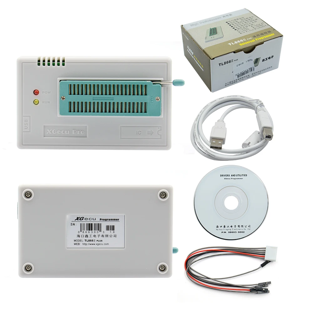 Оригинальный XGECU V10.35 TL866II Plus Универсальный USB мини программатор + 28 адаптеров