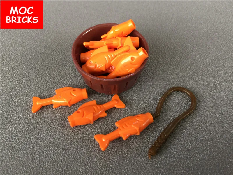 Набор кубики MOC рыба набор кнут удилище раковина экшн-фигурка модель
