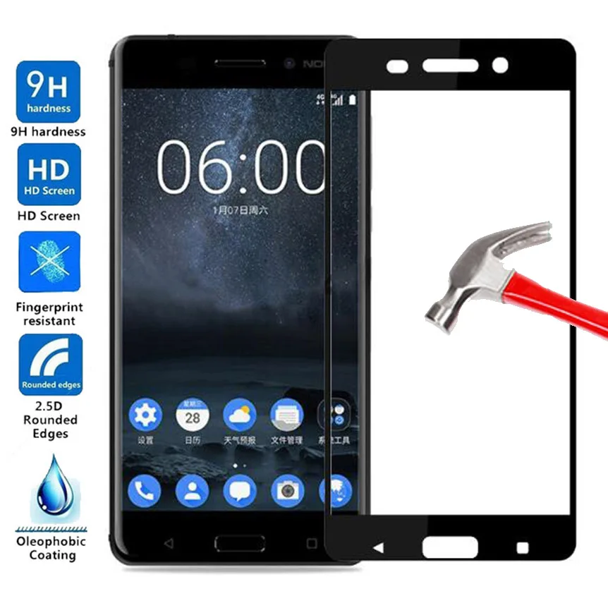 9H закаленное стекло для Nokia 5 Защита экрана TA 1053 1024 полное покрытие Защитная