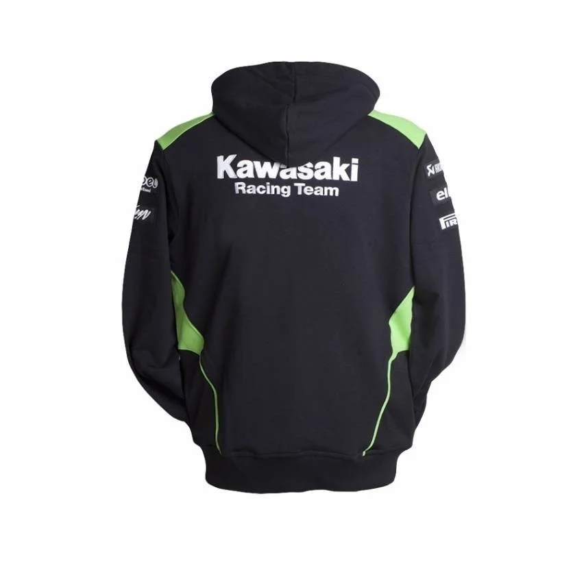 2018 мотоцикла Kawasaki кофты Вышивка Досуг толстовки мотоциклетные с