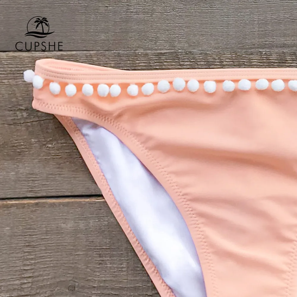 CUPSHE Peachy розовый треугольник бикини с помпонами милые дамы купальник из двух