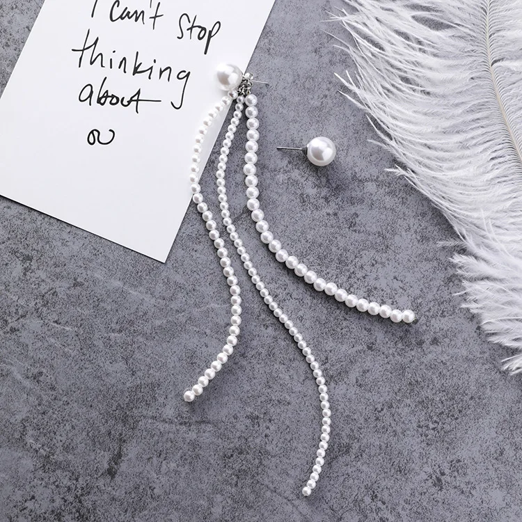 2019 Новая мода в Корейском стиле асимметричное длинное жемчужное кисточкой