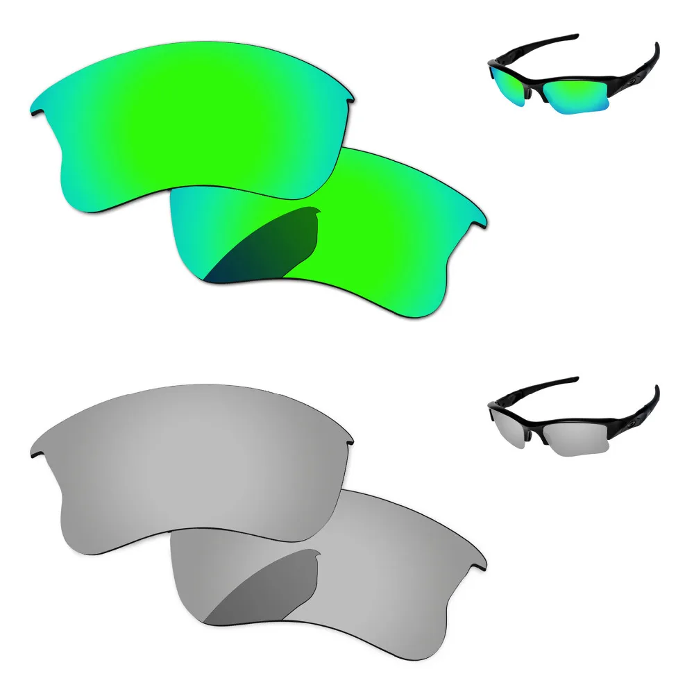 

2 пары, серебристые и зеленые зеркальные поляризованные Сменные линзы для Flak Jacket XLJ, оправа для солнцезащитных очков 100%, защита от Уфа и уфв