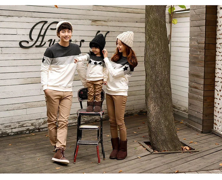 Новое поступление 2018 одинаковые комплекты для семьи лоскутные толстовки со