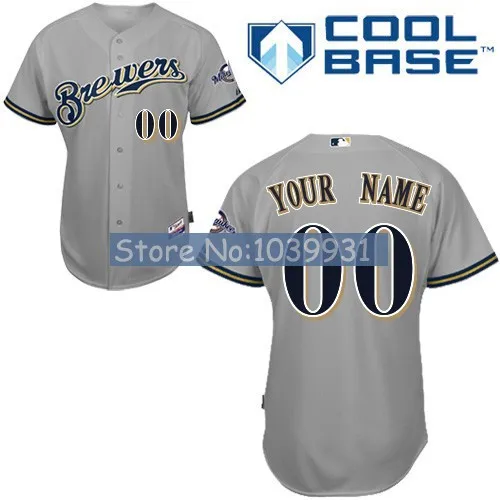 Free Shipping Custom Milwaukee Brewers Authentic Personalized 2013 New Cool Base Double Stitched Onfield Baseball Jersey | Спорт и