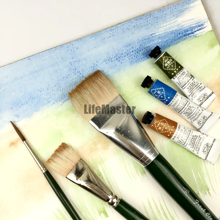 Simply Painting Frank Clarke 3-Piece Magic Goat Hair Watercolour Brushes Set - 1.5 Inches & 3/4 Inches with Wool & No.3 Nylon Rigger - Art Set image 4