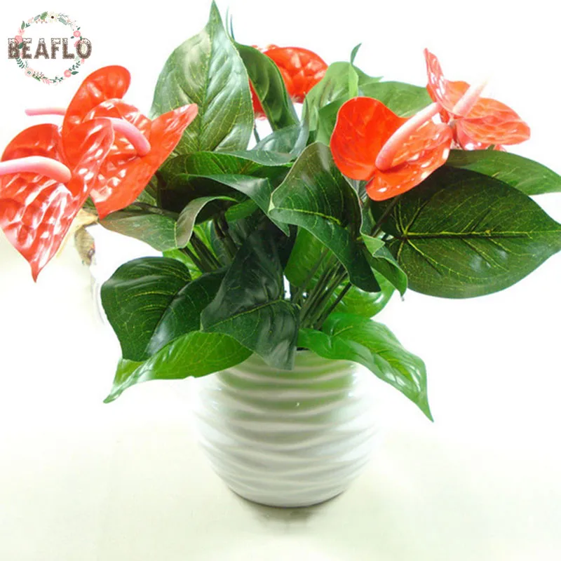 Искусственный цветок 1 бутон букет искусственных Антуриумов украшение для