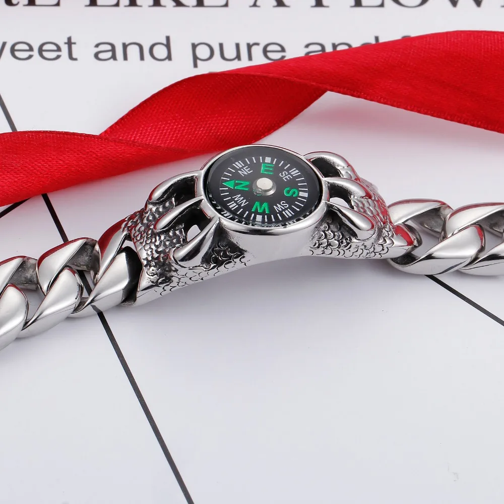 Syboer Браслет Компас Открытый нержавеющей стали pulsera hombre браслеты дружбы Мужчины