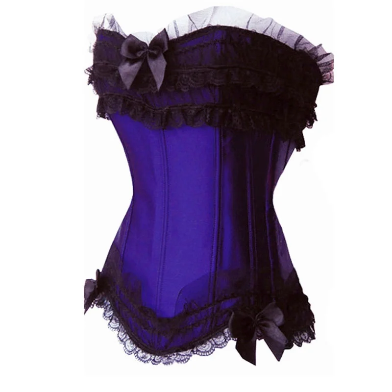 Классический корсет Overbust в стиле бурлеск Топ кружевной отделкой и атласная