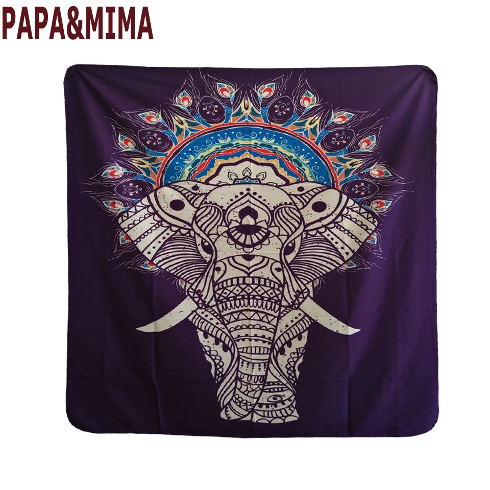 Papa & Mima ganesha индийские традиционные перьевые Гобелены с изображением слона