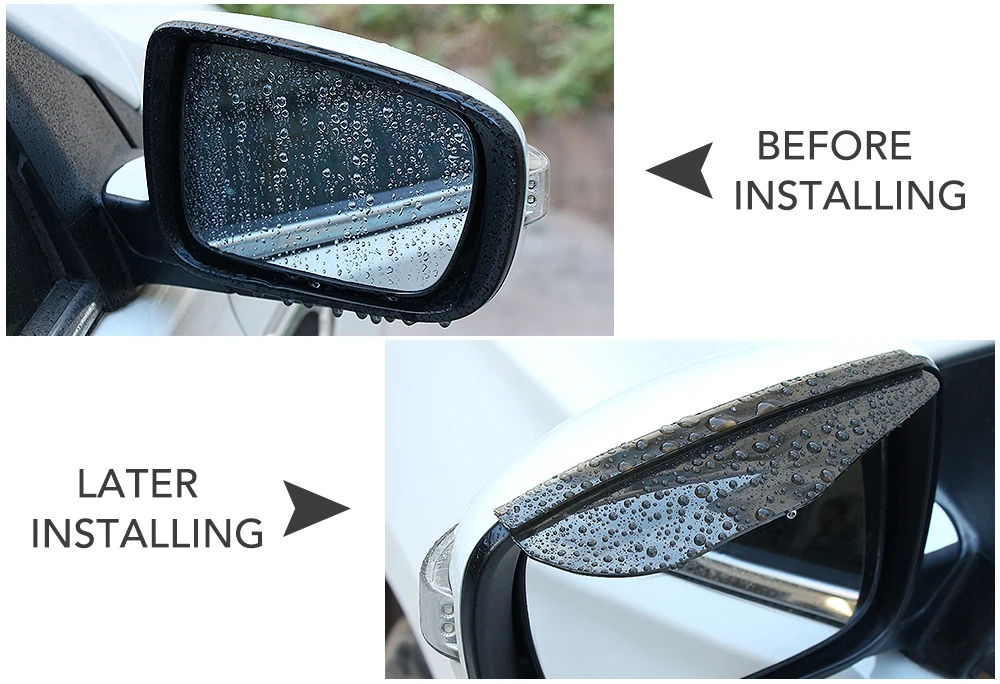 2Pcs Flexible Car Rear View Mirror Anti Rain Visor Snow Guard Weather Shield Sun Shade Cover Rearview Auto Accessories | Автомобили и