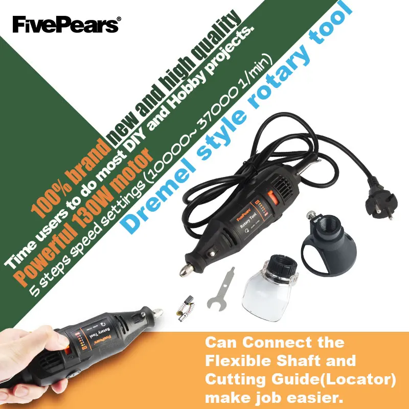 FIVEPEARS Dremel стиль 130 Вт мини-мельница шлифовальный станок гравировка ручка электрическая дрель DIY дрель Электрический Роторный инструмент мини дрил