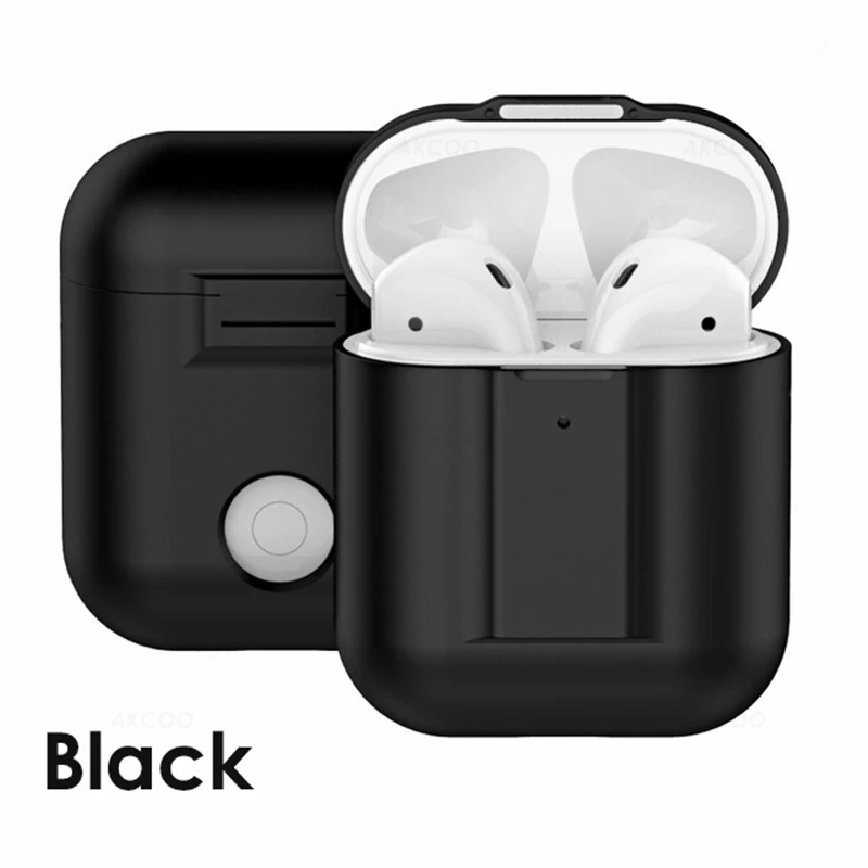 Akcoo металлический чехол, совместимый для Airpods чехол Крышка из устойчивого к царапинам стекла кожи для Apple AirPods 1 2 зарядный магнит адсорбционный чехол - Цвет: Black