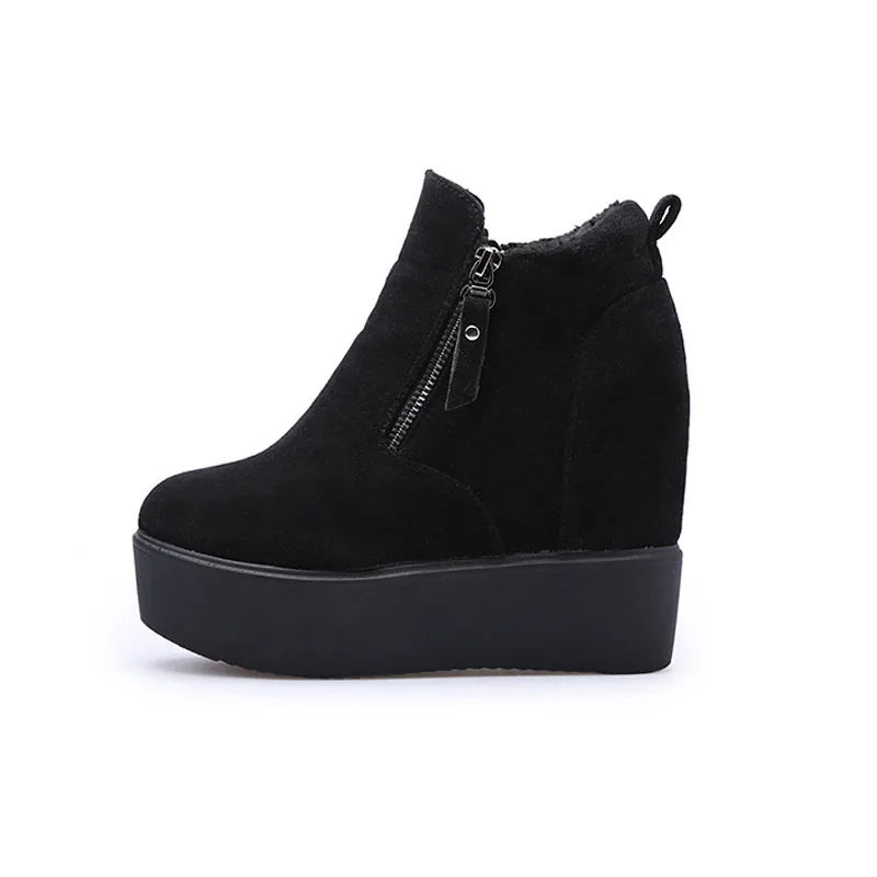 2018 модные теплые женские зимние ботинки на платформе молнии Женская