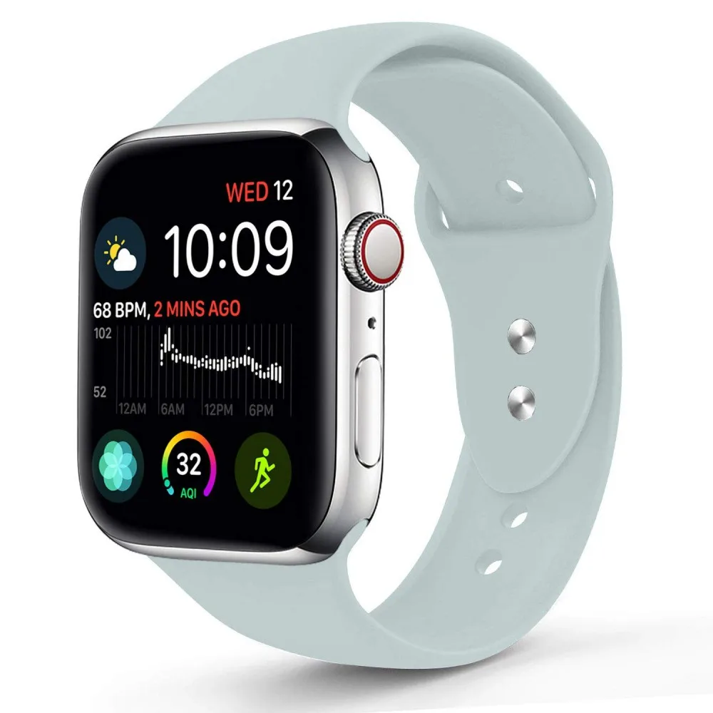 Розовый песок спортивный силиконовый ремешок для наручных часов Apple Watch, версии 44 мм/42 мм 40 мм/38 мм Series 5/4/3/2/1 наручных часов iWatch, резиновых очаровательных браслетов