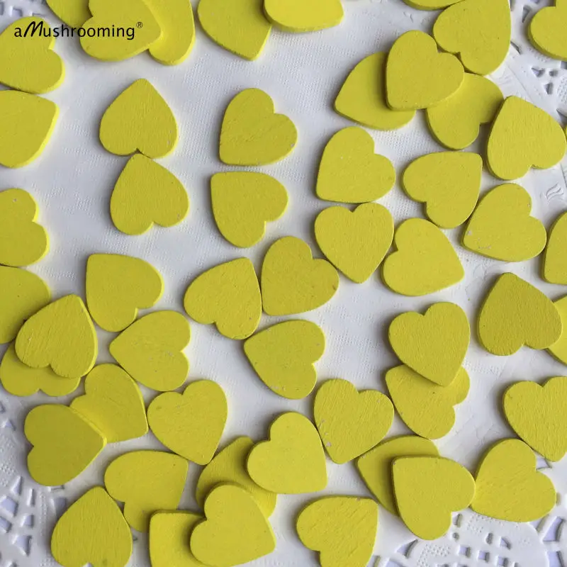 (200 шт./лот) деревянные элементы в форме желтого сердца День Святого Валентина
