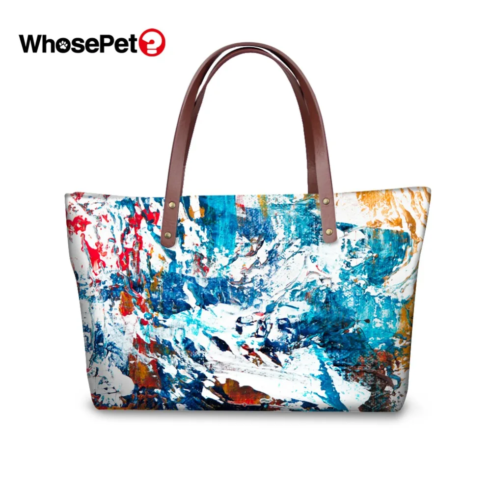 WHOSEPET красочная женская сумка для покупок модная на плечо с ручкой сверху