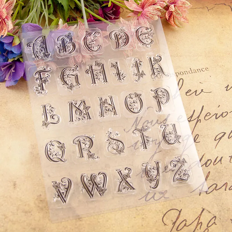 

Alphabet Butterfly Letter Transparent Clear Stamps Silicone Seal for DIY Scrapbooking Card Making Photo Album Decoration Crafts