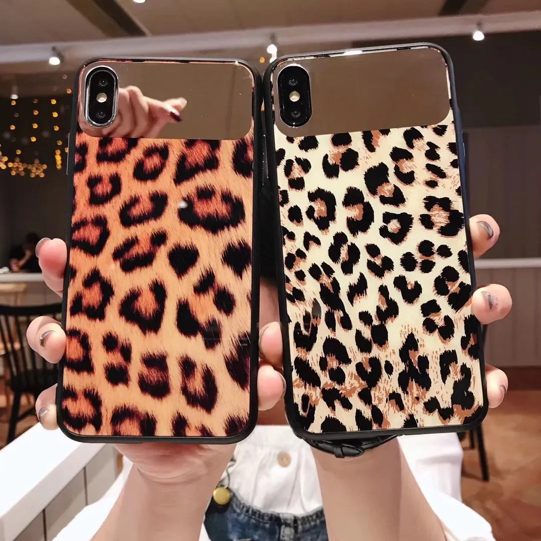 Роскошный зеркальный чехол с леопардовым принтом для телефона iphone X XR XS Max 6 6s 7 8 Plus