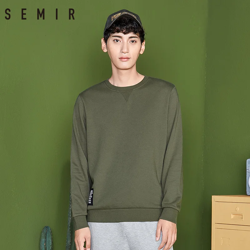 Мужские однотонные толстовки SEMIR хлопковая Повседневная Толстовка с круглым