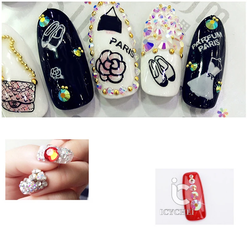 ICYCHEER Spangle AB Nail Crystal Circular Glass Art Rhinestones Stones for 3D Nails Decorations Manicure Tools | Красота и здоровье