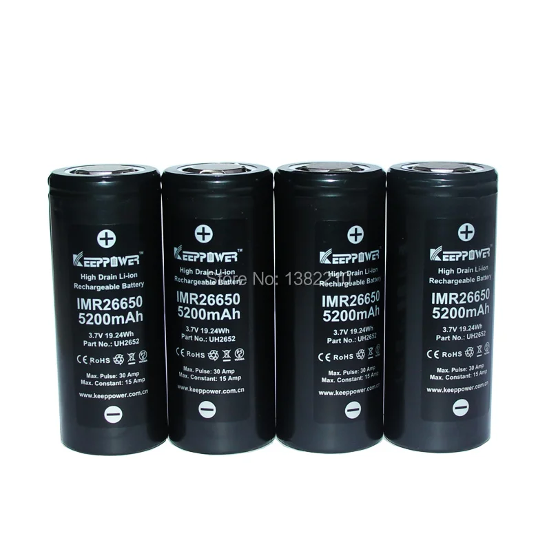 2 шт./лот Keeppower 3 7 V 26650 IMR26650 5200mAh 15A разрядный Аккумулятор для электронной