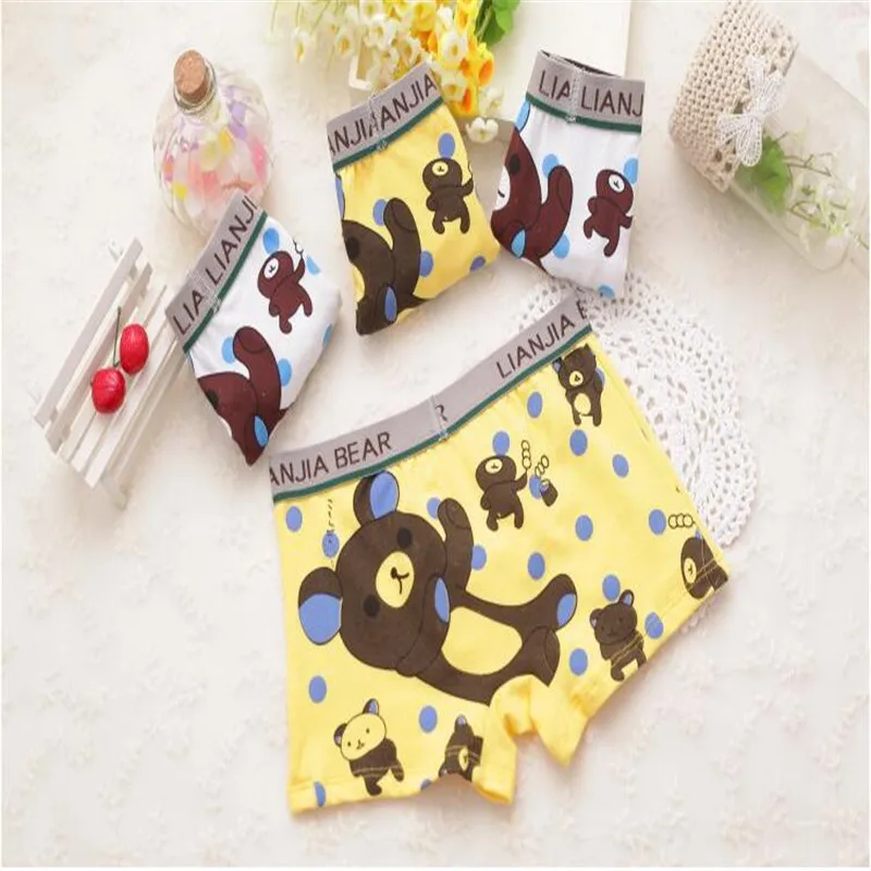 5 шт./лот трусы боксеры с милым медведем для мальчиков хлопковое нижнее белье