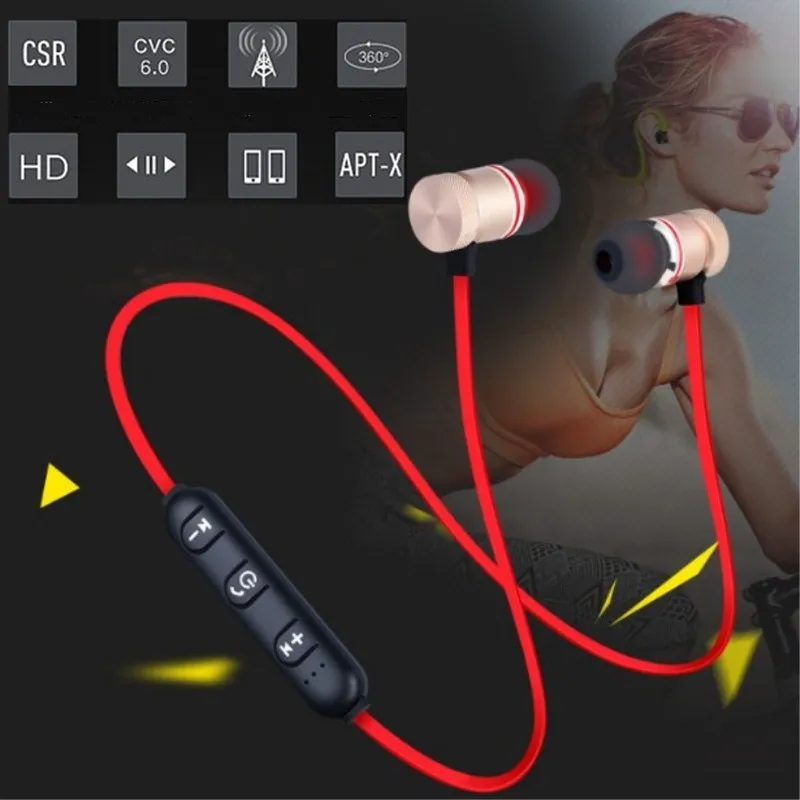 Магнитные беспроводные наушники вкладыши Bluetooth с защитой от пота микрофоном для