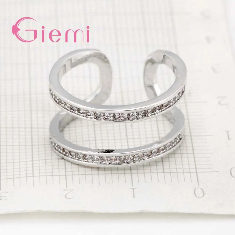 Кольцо с кубическим цирконием и кристаллом геометрической формы регулируемое