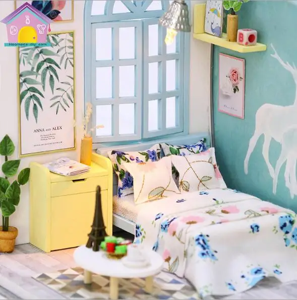 Хонда Кукольный дом DIY Миниатюрный домик модель деревянные игрушки мебели Casa De