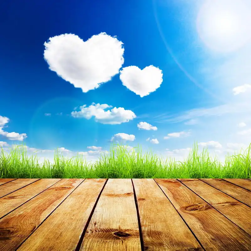 Фотофоны с изображением деревянного пола красивое небо и облака Свадебные