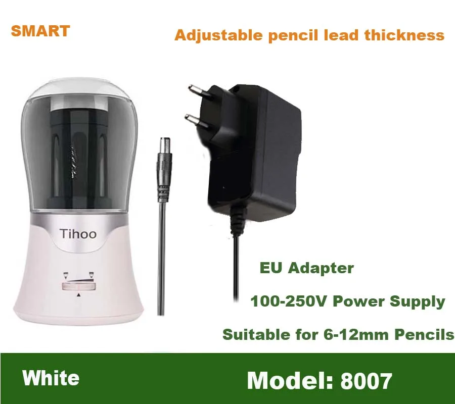 8007-White-EU Новая электрическая точилка для карандашей Sacapuntas, электронная настольная, для школы, офиса, дома, автоматическая точилка для карандашей 8004 - Цвет: 8007-White-EU