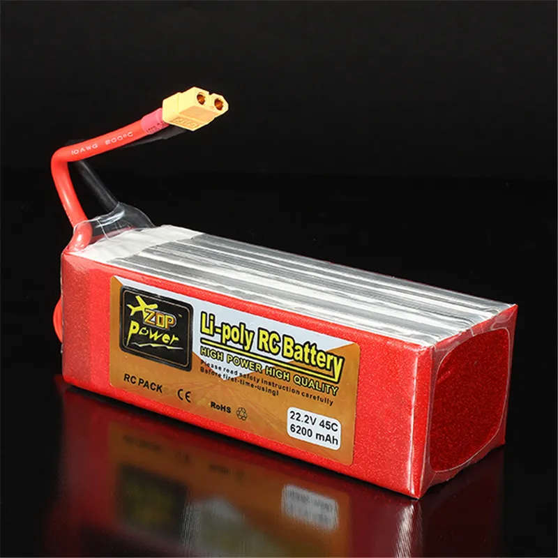 Новейший ZOP power 22 2 V 6200mAh 6S 45C перезаряжаемый Lipo аккумулятор XT60 с батарейным