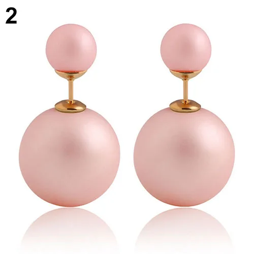 Горячих Женщин Мода Candy Color Элегантный Двухсторонний Имитация Перл Уха Серьги