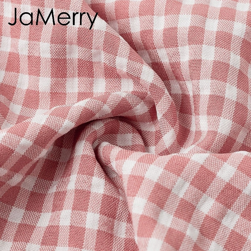 JaMerry винтажные розовые клетчатые повседневные штаны для женщин летние рабочие брюки Капри женские прямые офисные женские брюки в британском стиле