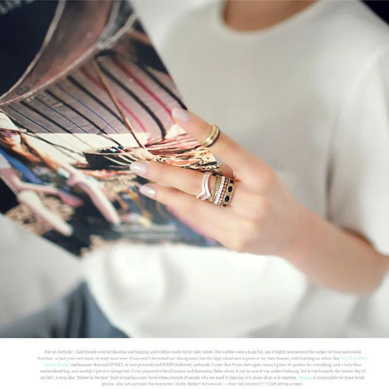 Punk Vintage nudillo midi anillo cristal mujeres ahueca hacia fuera los anillos conjunto mujer aros Gold jewelry | Украшения и