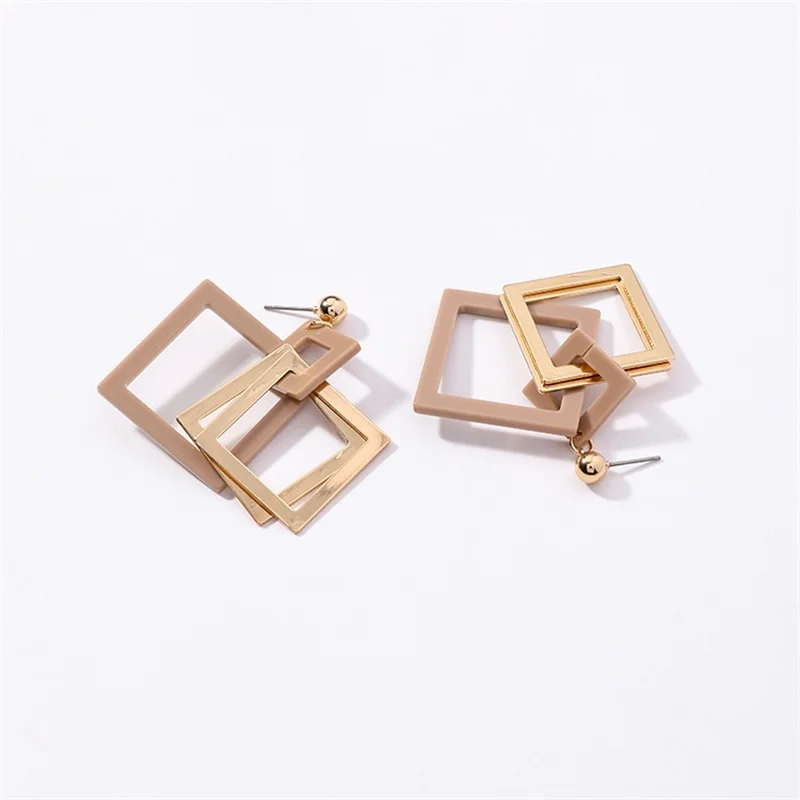 3 * Новые модные квадратные геометрические акриловые серьги в стиле панк
